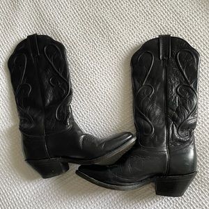 Dan Post Vintage Leather Black Cowboy Western Boots